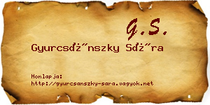 Gyurcsánszky Sára névjegykártya